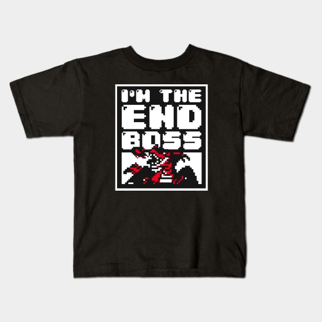 Retro Gamer Funny Quote I'm The End Boss Kids T-Shirt by Issho Ni